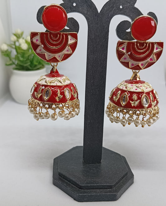 Maroon Meena Jhumkis