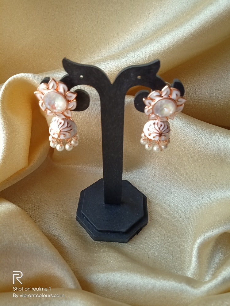 White Ekta Jhumkis - Vibrant Colours