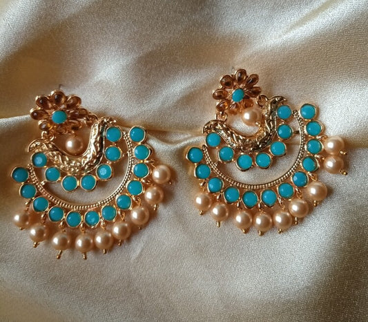 Sky Blue Chandbalis - Vibrant Colours