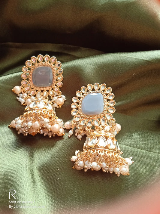 Grey  Ziana Jhumkis - Vibrant Colours