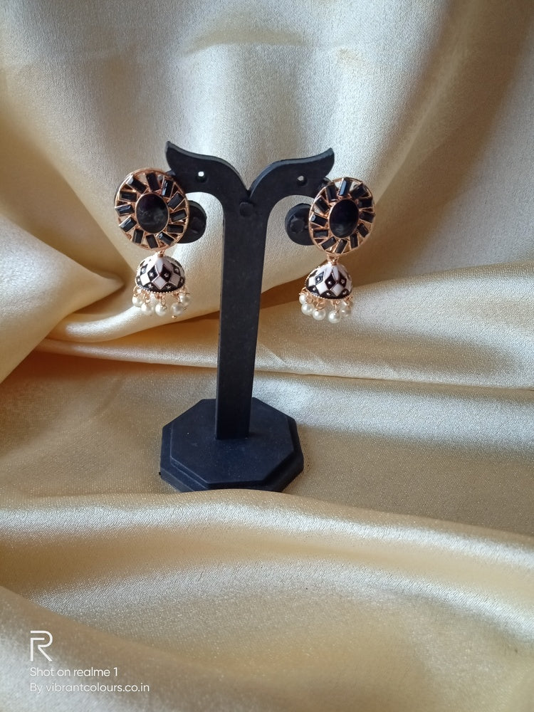 Black Ati Jhumkis - Vibrant Colours