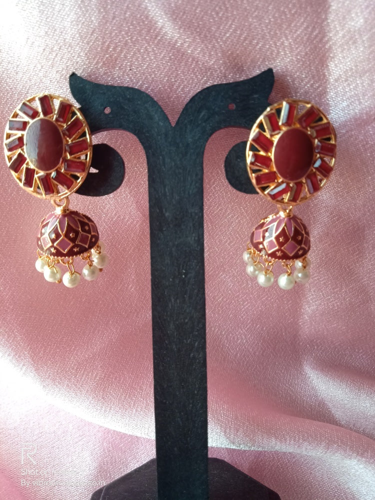 Maroon Ati Jhumkis - Vibrant Colours