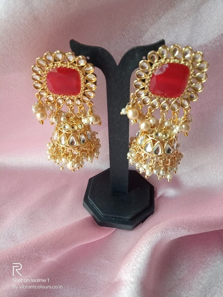 Red Ziana Jhumkis - Vibrant Colours