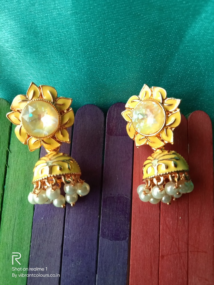 Yellow Ekta Jhumkis