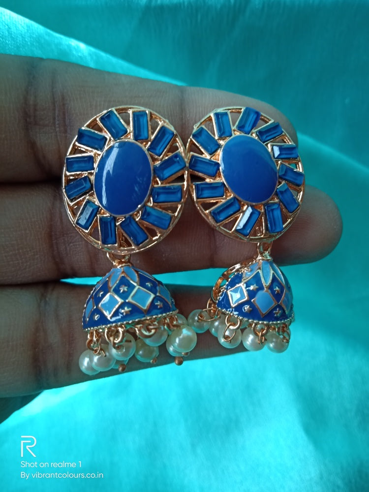 Blue Ati Jhumkis - Vibrant Colours