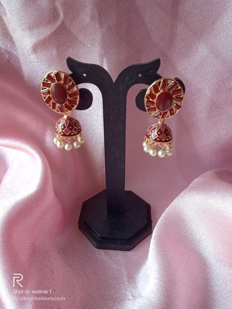 Maroon Ati Jhumkis - Vibrant Colours