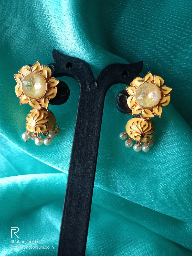 Yellow Ekta Jhumkis