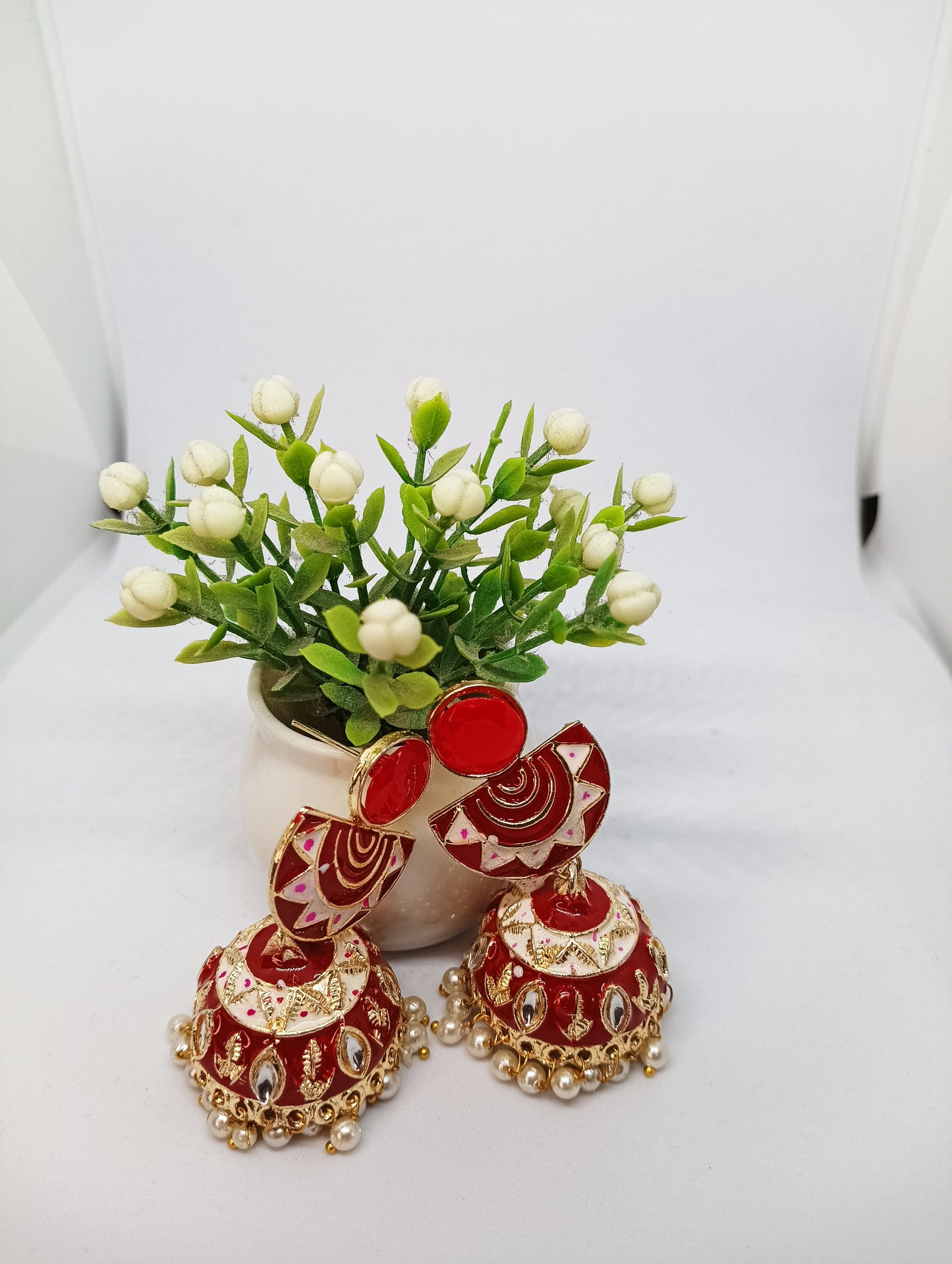 Maroon Meena Jhumkis