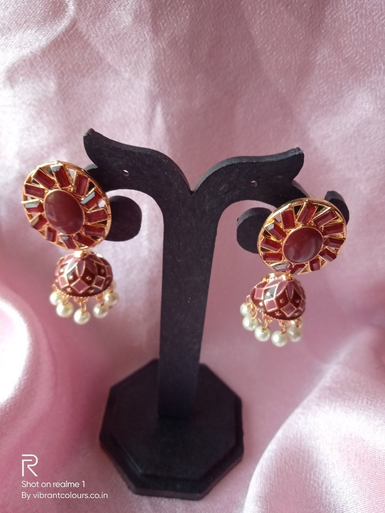 Maroon Ati Jhumkis - Vibrant Colours