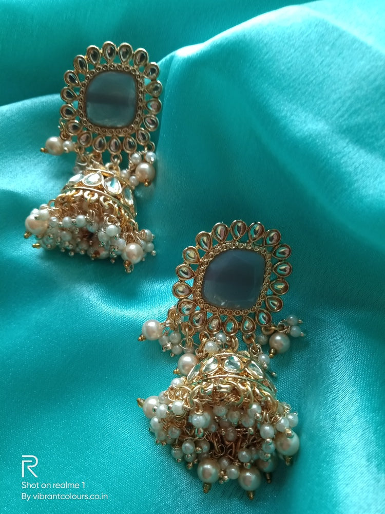 Grey  Ziana Jhumkis - Vibrant Colours