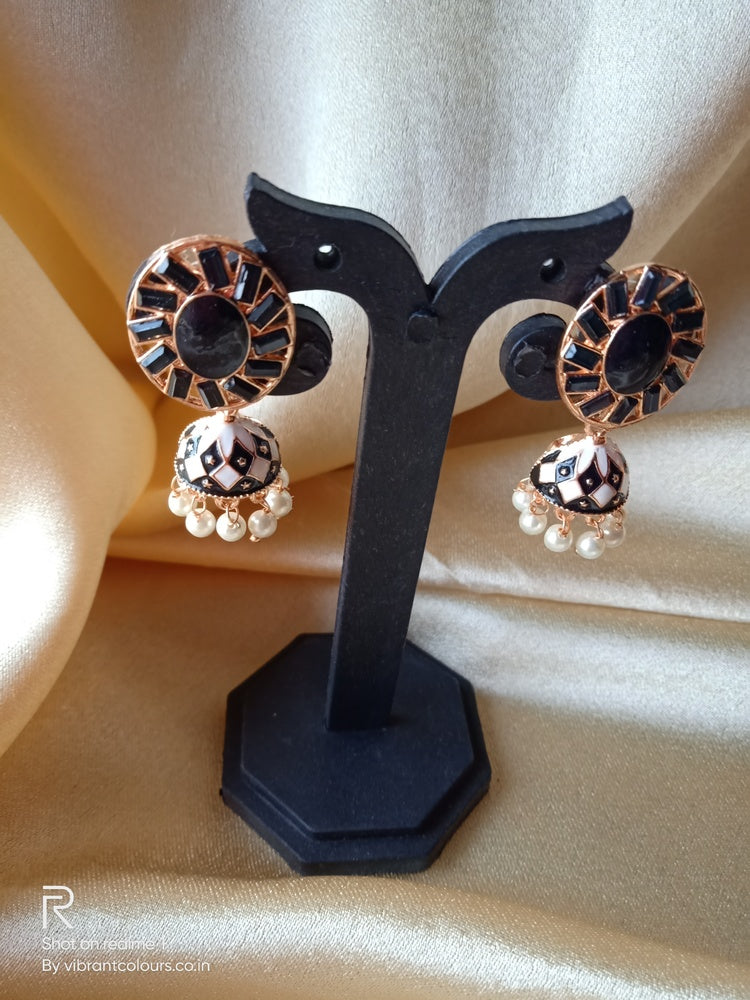 Black Ati Jhumkis - Vibrant Colours