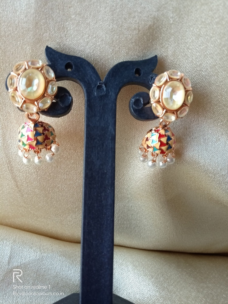 Multicolor Damini Jhumkis - Vibrant Colours