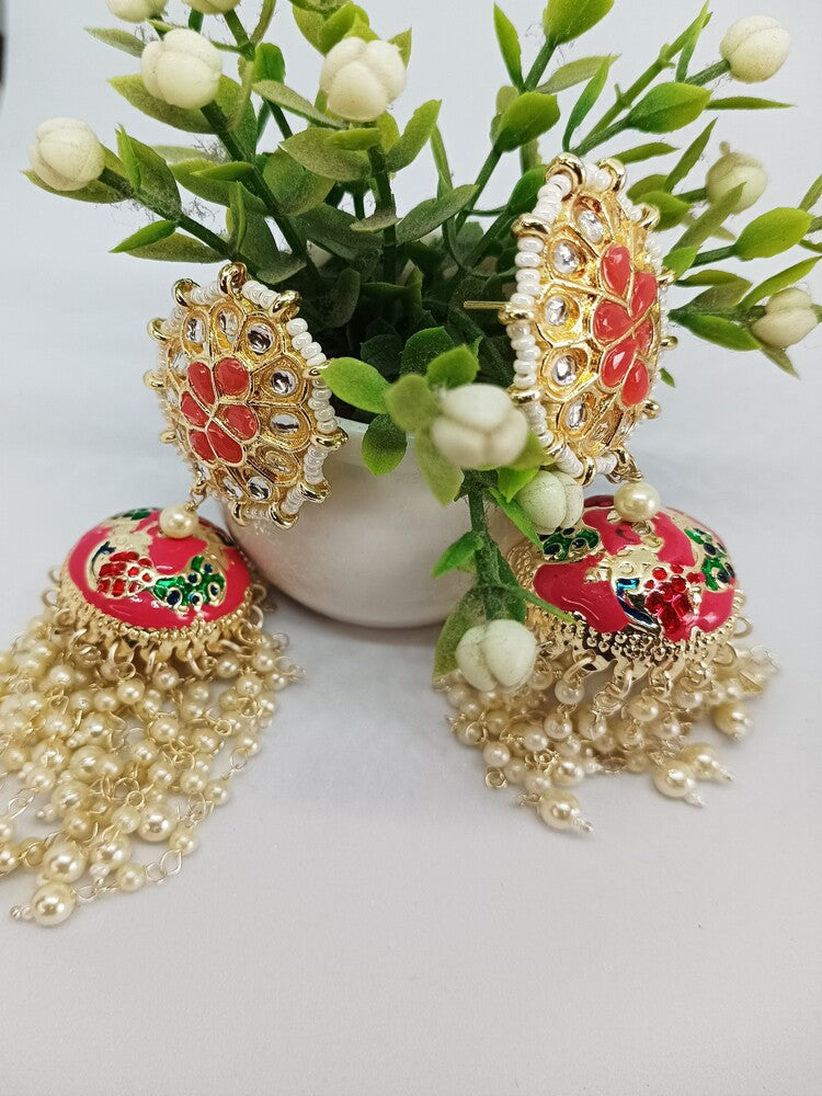 Coral Anjali Jhumkis