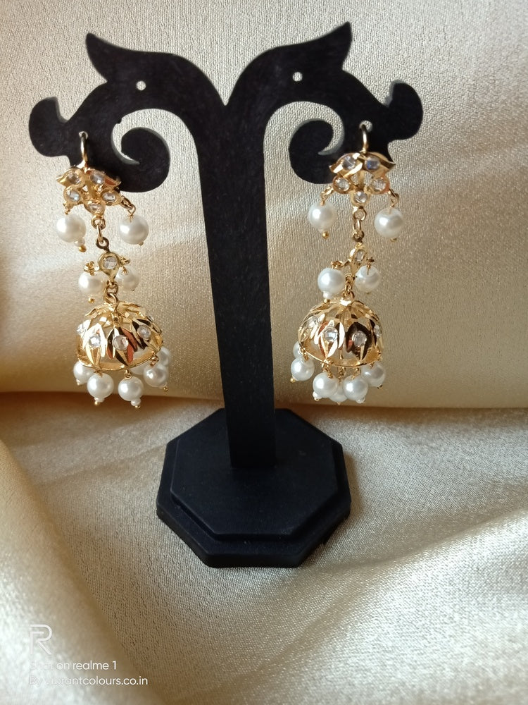 White Falak Jhumkis - Vibrant Colours