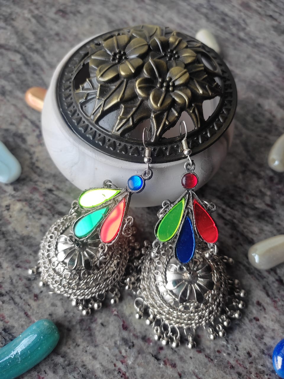 Raneen Afghani Jhumkis - Vibrant Colours