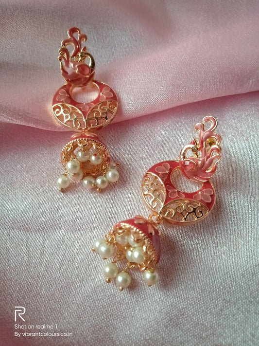 Red Amrita Jhumkis - Vibrant Colours