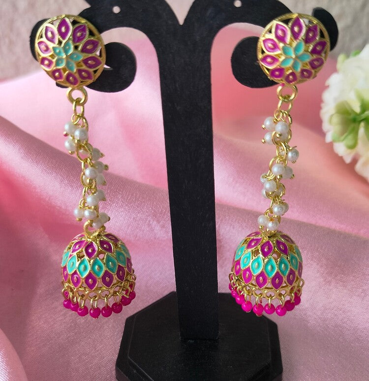 Pink Purvi Jhumkis