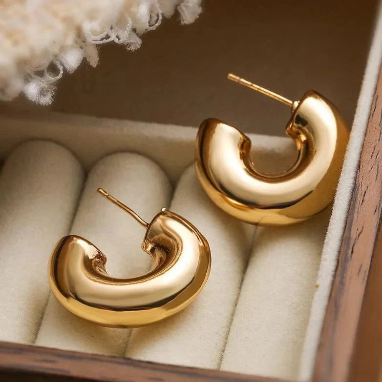 Golden C Shaped Hoops