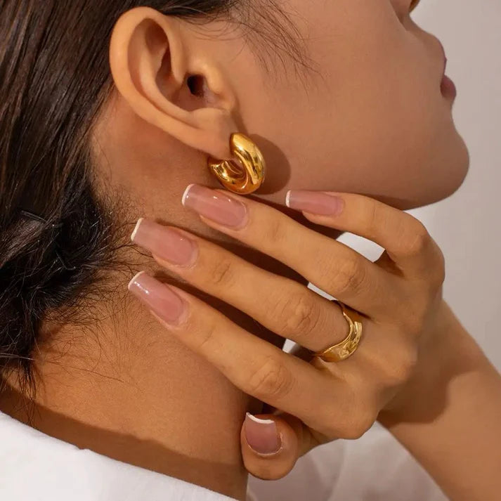 Golden C Shaped Hoops