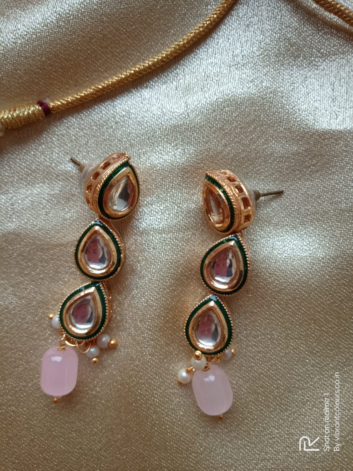 Pink Rehanna Kundan Set - Vibrant Colours