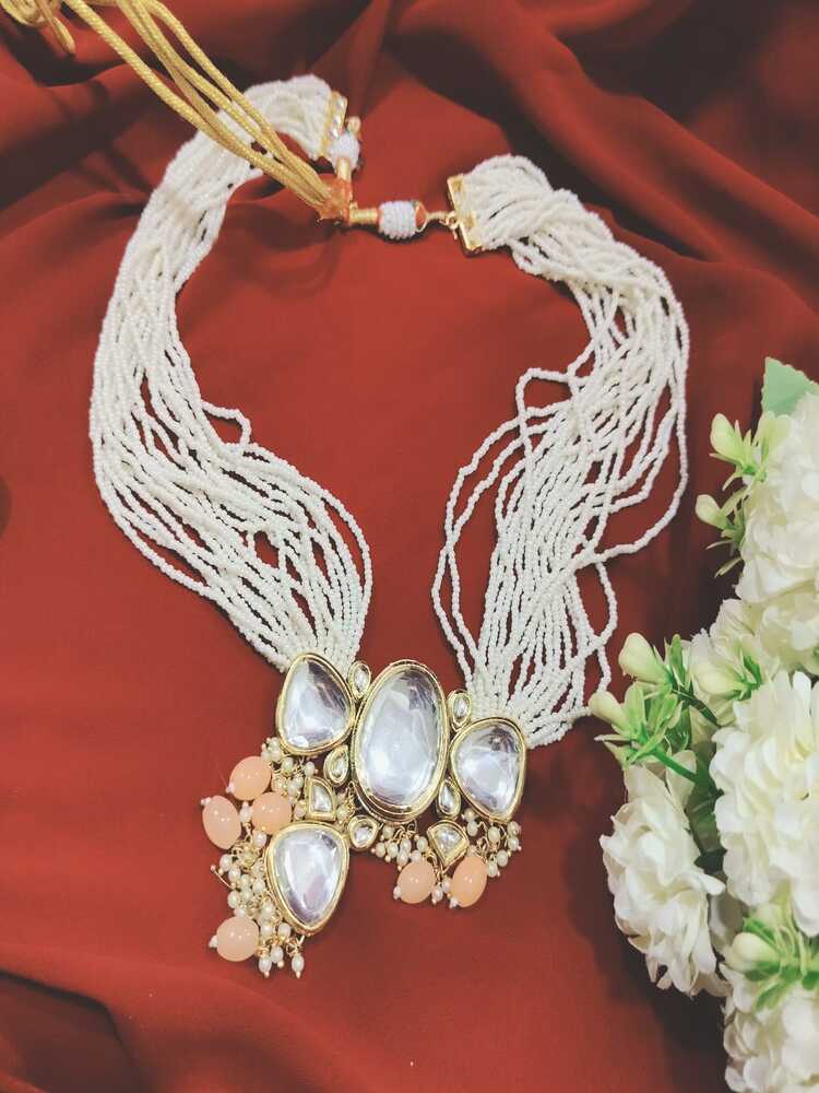 Peach Mansi Necklace Set