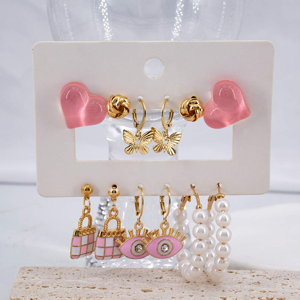 Dreamy Pink Earrings Combo of 6