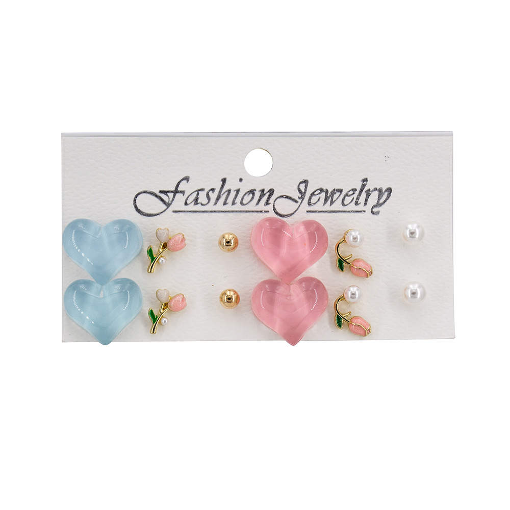 Flower Heart Earrings (Combo of 6)