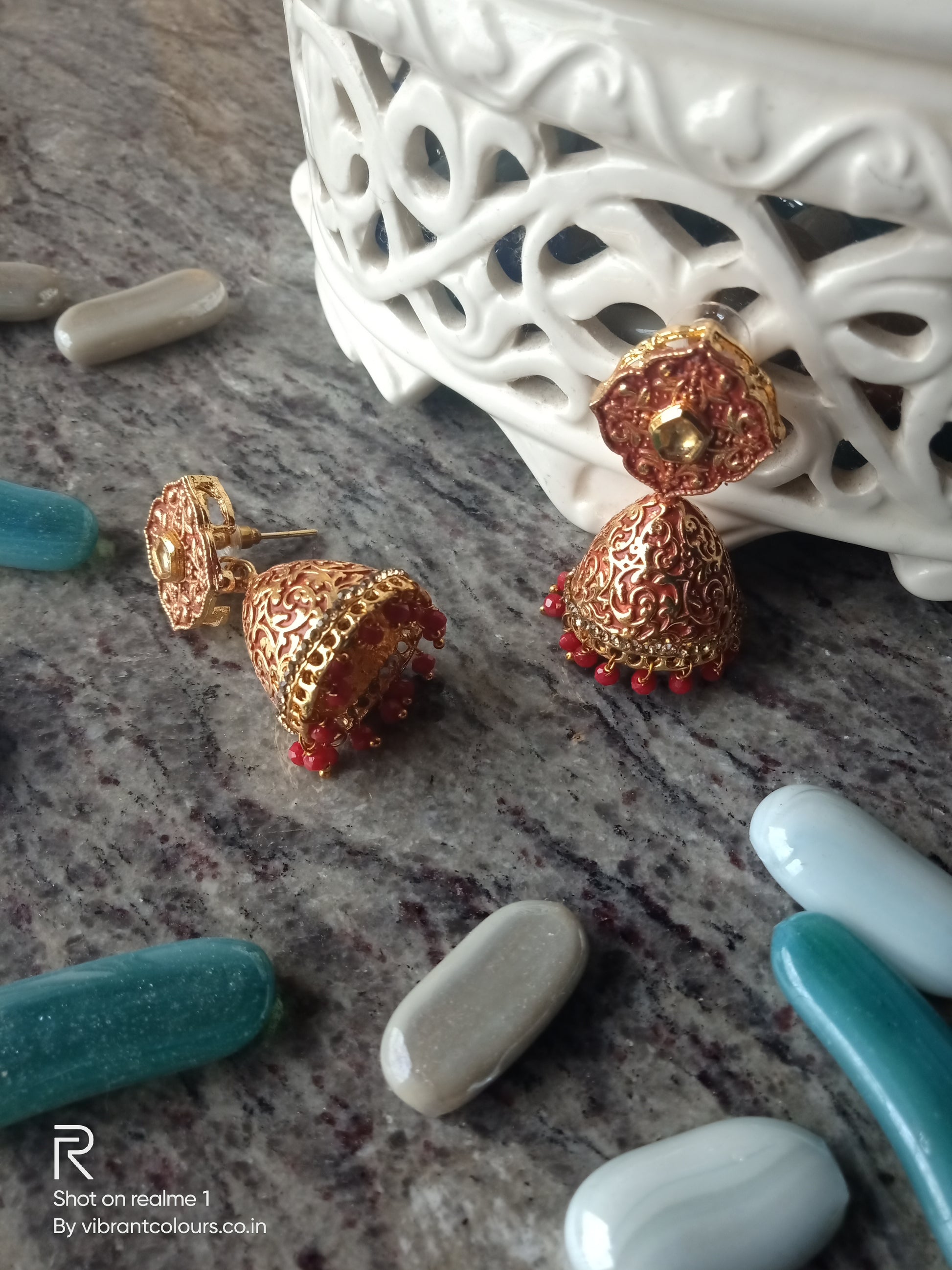 Reema Maroon Earrings - Vibrant Colours