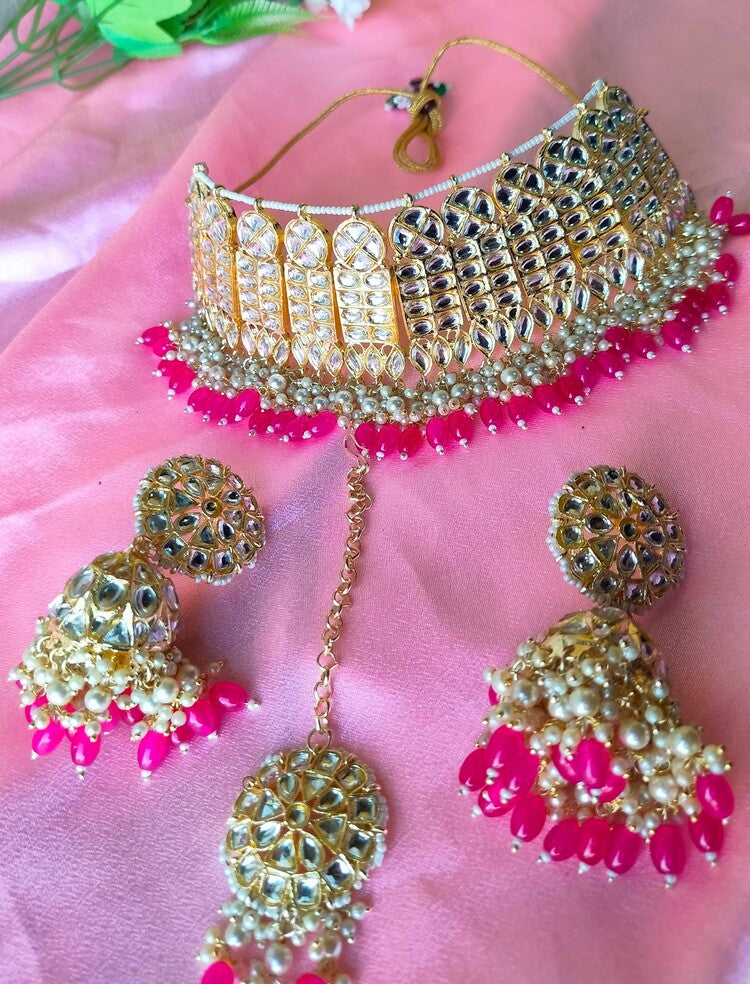 Hot Pink Prisha Necklace Set - Vibrant Colours