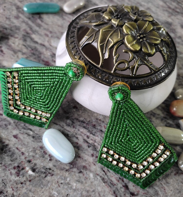 Green Sahira Earrings - Vibrant Colours