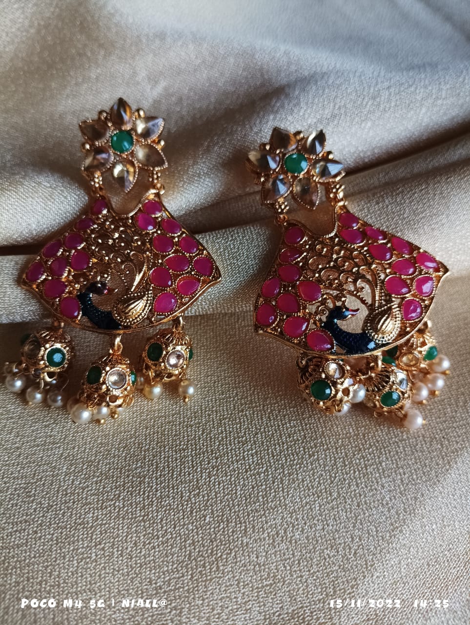 Pink Nitara Jhumkis - Vibrant Colours