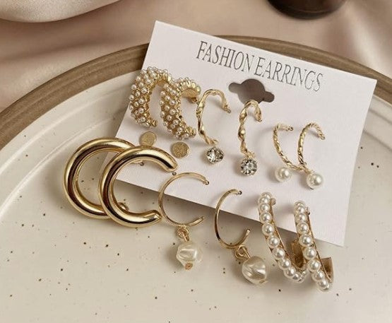 Golden Hoops Combo of 6