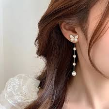 Butterfly Pearl Drop Earring