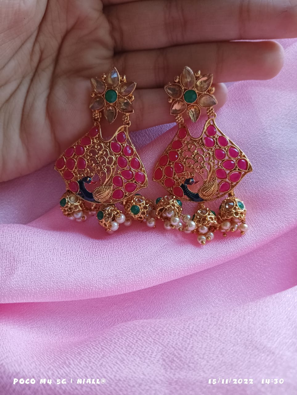 Pink Nitara Jhumkis - Vibrant Colours