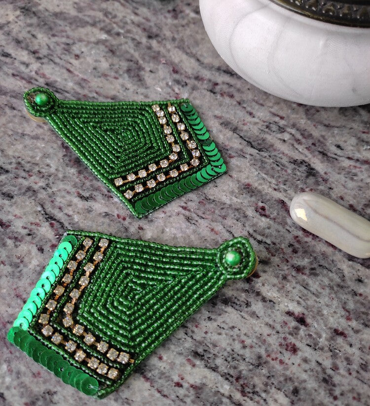 Green Sahira Earrings - Vibrant Colours