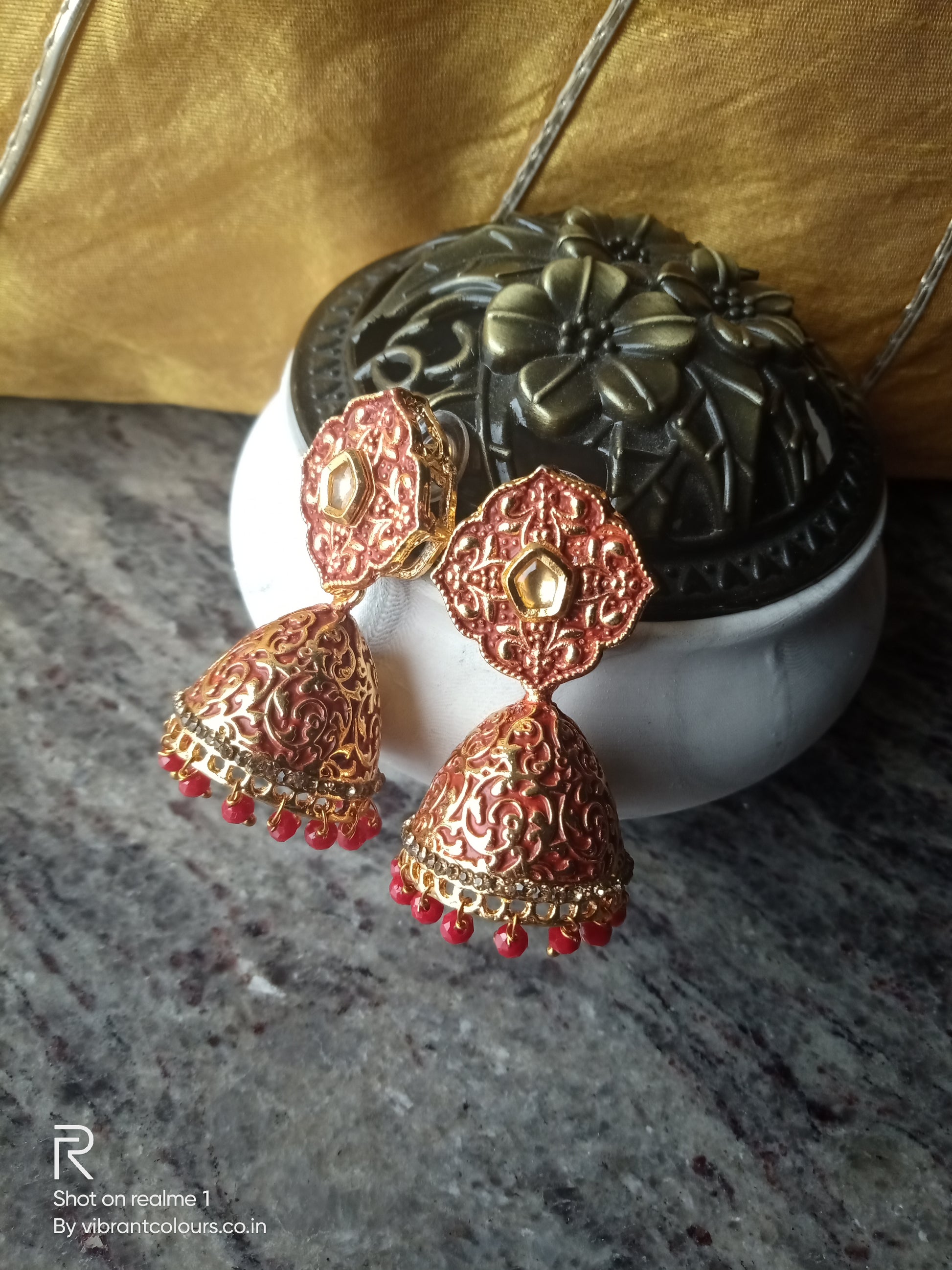 Reema Maroon Earrings - Vibrant Colours