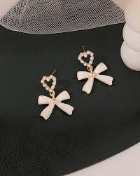 White Bow Earrings