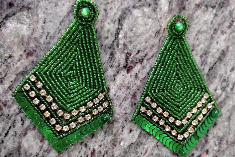 Green Sahira Earrings - Vibrant Colours