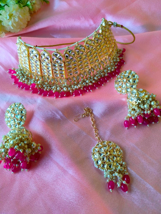 Hot Pink Prisha Necklace Set - Vibrant Colours