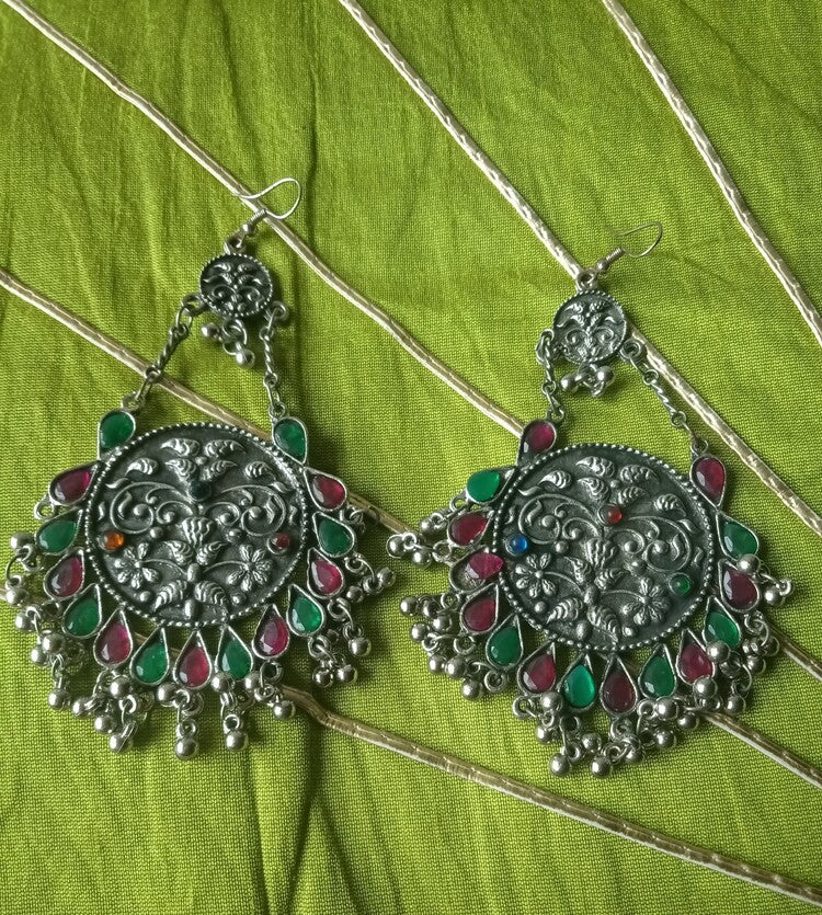 Irha Oxidised Chandbalis - Vibrant Colours