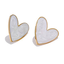 Flower Heart Studs (White)