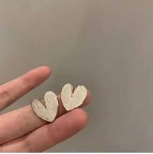 Flower Heart Studs (White)