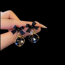 Black Bow Earrings