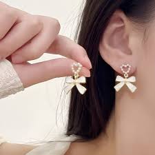 White Bow Earrings