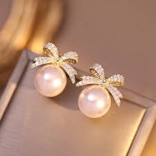 Bow Pearl Drops (Beige)