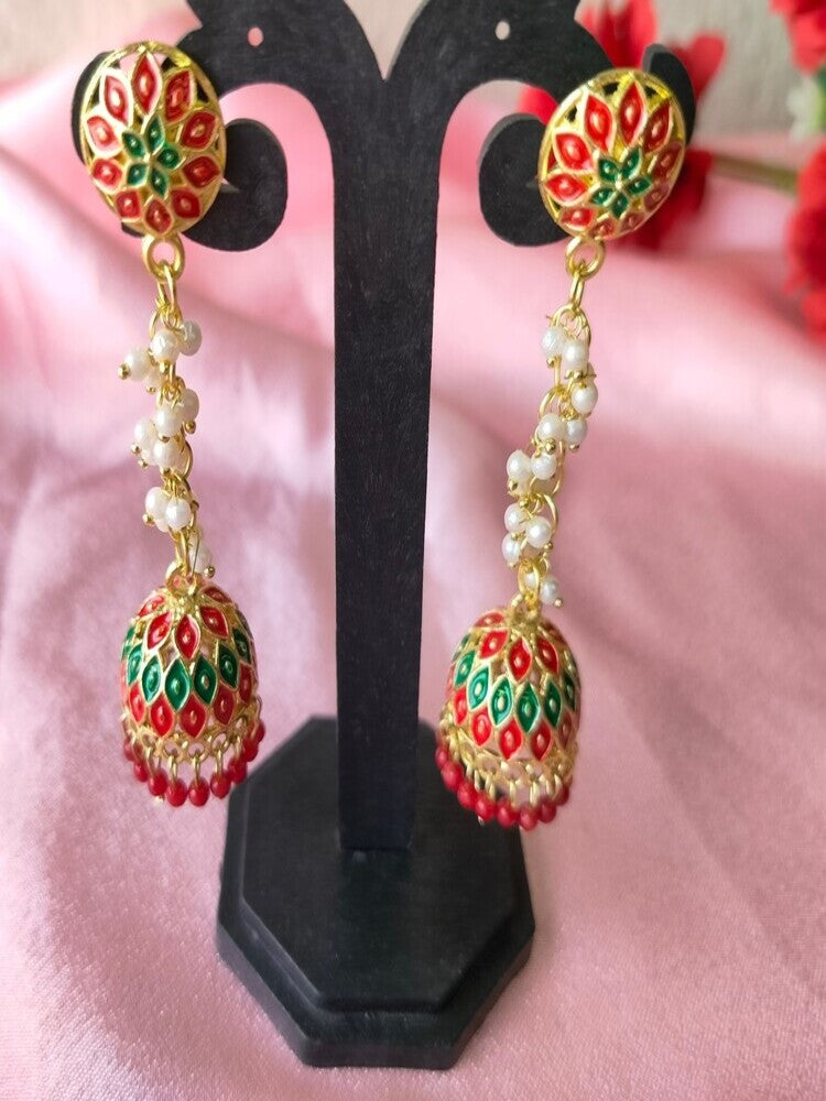 Red Purvi Jhumkis