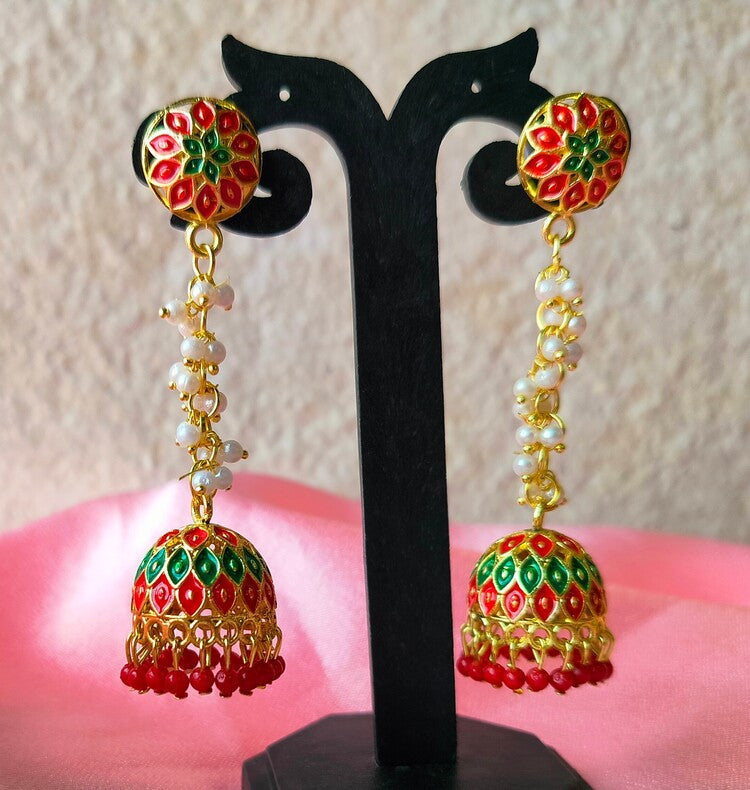 Red Purvi Jhumkis