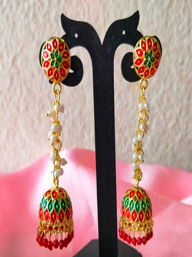 Red Purvi Jhumkis